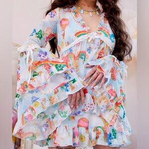 Care Bears Multicolor Ruffle Dress 1X